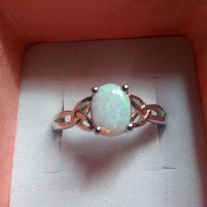 White Opal .925 Sterling Silver Ring